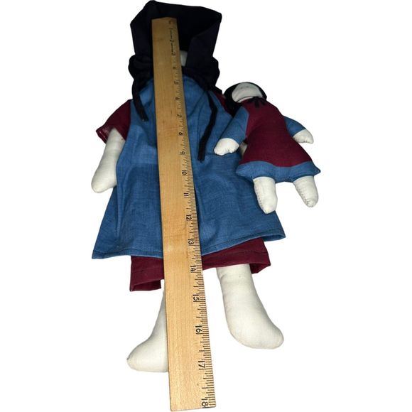 Pair of Amish Folk Art Handmade Primitive Cloth Dolls Mother & Child 17” - Picture 5 of 15